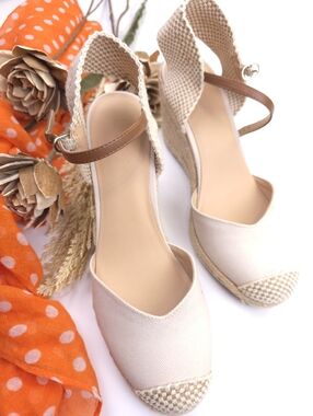 Loft Cream Espadrille Wedges Sz 7 ½ m